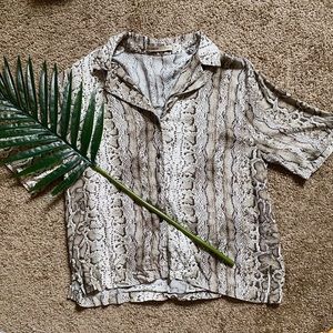 Snake-print button down shirt
